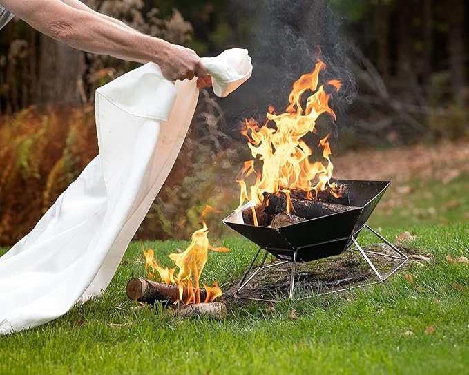 Emergency Fire Blanket for Fire Suppression, 39x39 inches Flame Retardant Fabric Fireproof Blanket, Survival Gear for Home Safety, Outdoor Camping (2 Pack)