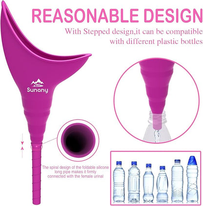 Female Urination Device, Reusable Female Urinal Silicone Women Pee Funnel Allows Women to Pee Standing Up, Portable Womens Urinal is The Perfect Companion for Camping,Outdoor,Travel
