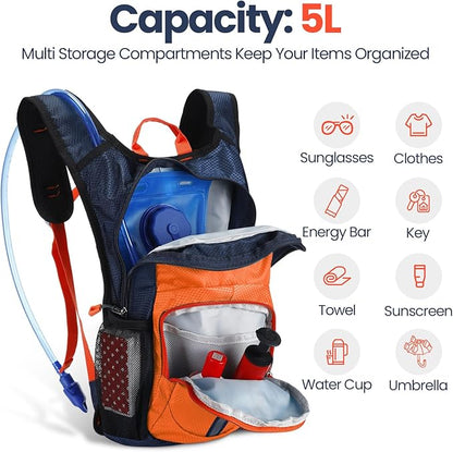 1 Pcs Kids Hydration Backpack with 1.5L Hydration Water Bladder Lightweight Water Backpack Hydration Pack