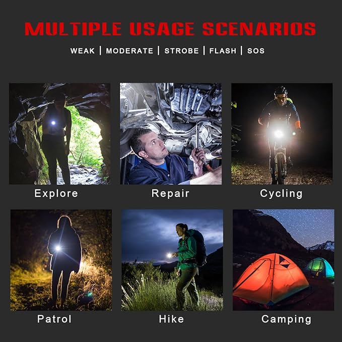 NAKCNM LED Rechargeable Flashlights High Lumens, Super Bright Flashlight 200000 Lumen with 5 Modes and Charger, Waterproof Flashlights Led Rechargeable for Camping Outdoor Hunting