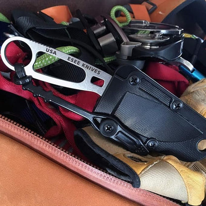 ESEE Imlay SAR Swiftwater Rescue Knife, Sheath, Clip Plate, & Retention Strap (Orange Sheath)