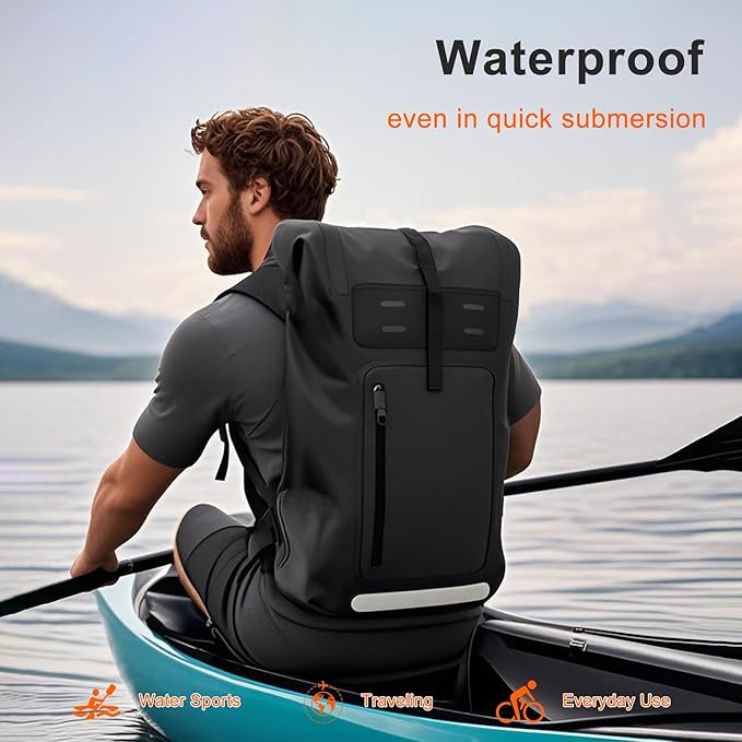 Waterproof Backpack，Heavy Duty Hiking Backpack，35/55/85L dry bag backpack waterproof for Men，Roll-Top Closure，for Kayaking, Travel, Hiking, Fishing, Camping, Motorcycles (yellow, 35L)