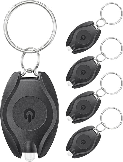 Uniclife 5 Pack LED Keychain Flashlight Mini LED Keychain Light 14 Lumen Portable Ultra Bright Battery Powered Key Ring Torch for Outdoor Camping Party Hiking and Emergency Lighting