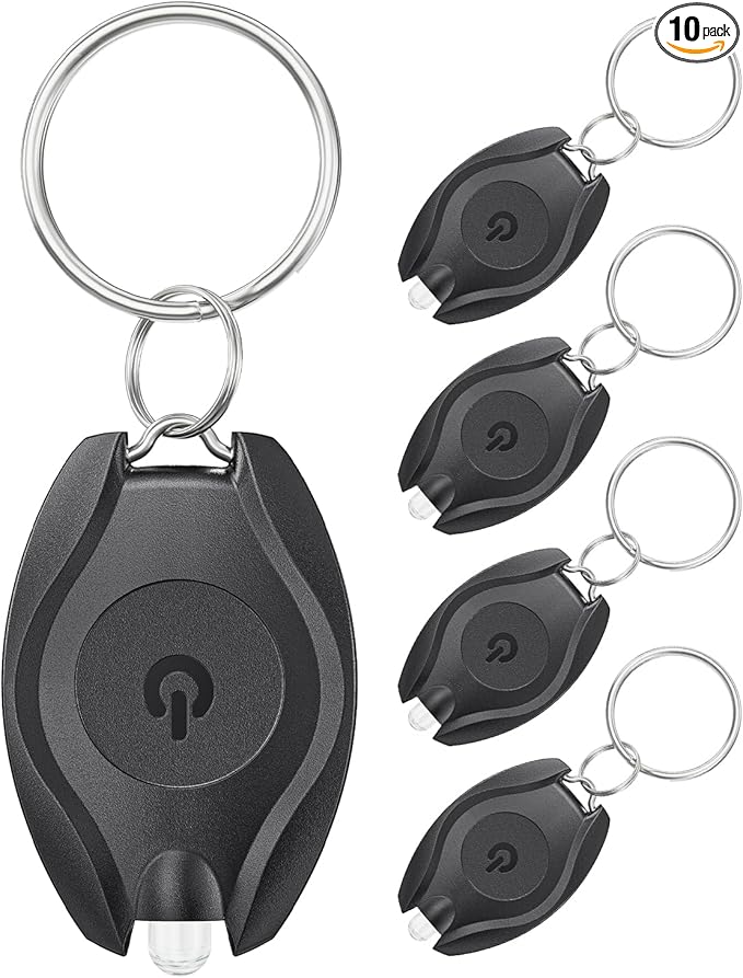 Uniclife 10 Pack LED Keychain Flashlight Mini LED Keychain Light 14 Lumen Portable Ultra Bright Battery Powered Key Ring Torch for Outdoor Camping Party Hiking and Emergency Lighting