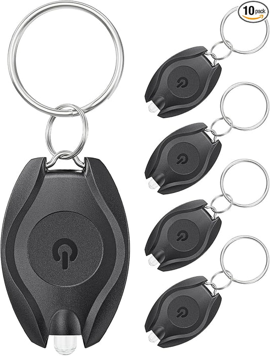Uniclife 10 Pack LED Keychain Flashlight Mini LED Keychain Light 14 Lumen Portable Ultra Bright Battery Powered Key Ring Torch for Outdoor Camping Party Hiking and Emergency Lighting