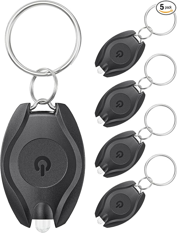 Uniclife 5 Pack LED Keychain Flashlight Mini LED Keychain Light 14 Lumen Portable Ultra Bright Battery Powered Key Ring Torch for Outdoor Camping Party Hiking and Emergency Lighting