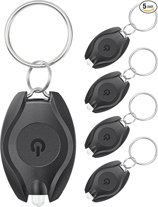 Uniclife 5 Pack LED Keychain Flashlight Mini LED Keychain Light 14 Lumen Portable Ultra Bright Battery Powered Key Ring Torch for Outdoor Camping Party Hiking and Emergency Lighting