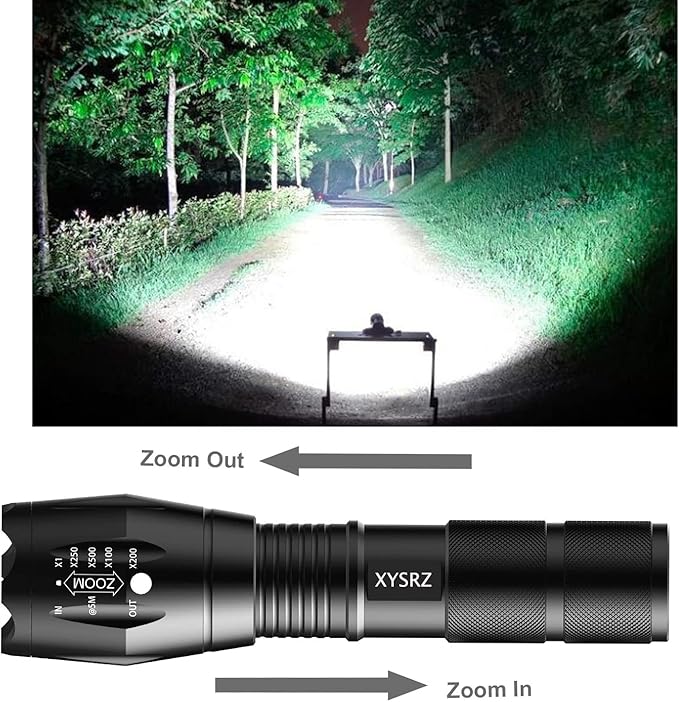 Tactical LED Flashlight Military Grade 5 Modes Zoomable Waterproof Flashlight for Emergency and Outdoor Use, Camping, Hiking, 4 Pack