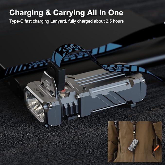 WUBEN X2 1,800 High Lumens Outdoor Pocket Flashlight 90+ High CRI, 175° Floodlighting Mini Rechargeable Flashlight for EDC, Camping, Night Walk, Emergency with 6 Light Modes, Type-C Charging Lanyard