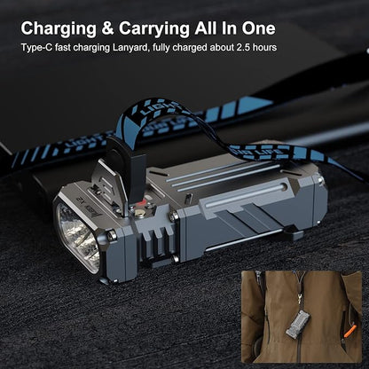 WUBEN X2 1,800 High Lumens Outdoor Pocket Flashlight 90+ High CRI, 175° Floodlighting Mini Rechargeable Flashlight for EDC, Camping, Night Walk, Emergency with 6 Light Modes, Type-C Charging Lanyard
