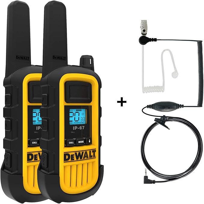 DEWALT DXFRS800 2 Watt Heavy Duty Walkie Talkies with Headsets - Waterproof, Shock Resistant, Long Range & Rechargeable Two-Way Radio with VOX (6 Pack)