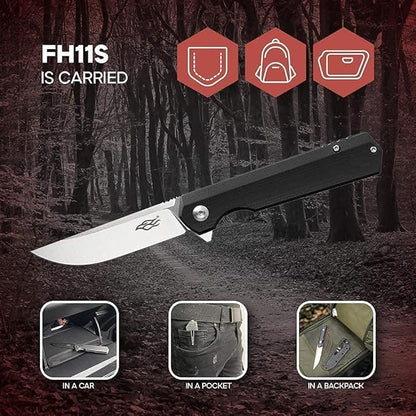 Firebird GANZO FH11S-GB Pocket Folding Knife D2 Steel Blade G10 Anti-Slip Handle with Clip Hunting Fishing Camping Gear Outdoor Folder EDC Pocket Knife (Green)