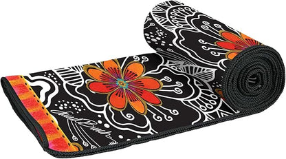 Laurel Burch Orange Blossoms Large Oversized Microfiber Beach Towel - 40x63 Inches, Sand-Free, Quick-Drying, Ultra-Soft, Ideal for Travel, Pool, and Yoga - Includes Matching Drawstring Travel Pouch