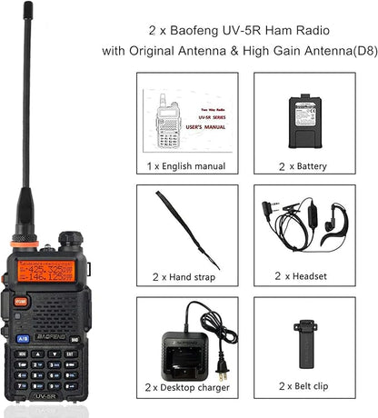 BAOFENG UV-5R Ham Radio Handheld Walkie Talkie Long Range High Gain Antenna(2 Pack)