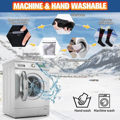 BIBURY Heated Socks for Men Women, Thermostatic Control Battery Powered Heating Socks Up to 8 H, 5000mAh Rechargeable Washable Electric Socks for Outdoor Winter Sports Camping, Skiing, Riding,Hunting