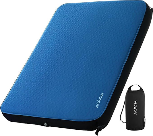 ACACIA 4" Thick Self Inflating Sleeping Pad with Foam, Innovative Y-Shaped Telescopic Structure, Ultraportable Camping Air Mattress with Pump Sack, Outdoor Compact Sleep Bed for Travel Tent Car
