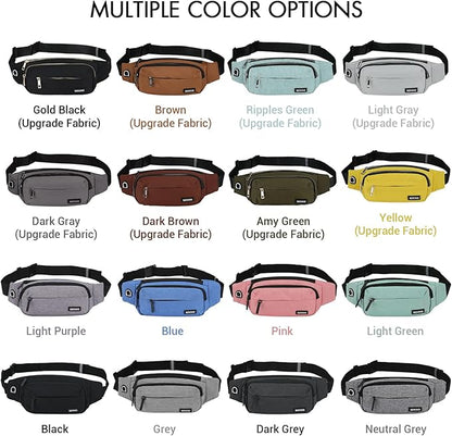 SINNO Large Crossbody Fanny Pack for Women Men Belt Bag With 4-Zipper Pockets for Travel Running Hiking Workout Dog Walking Outdoors Sport Fishing Waist Pack Bag Carrying All Phones