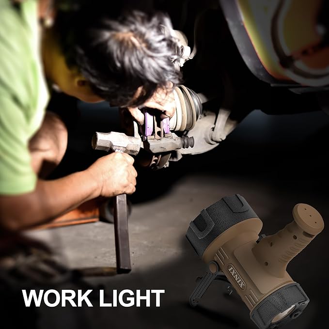 XINXI 1000,000 Lumens Rechargeable Spotlight with COB Floodlight, 6 Light Modes and USB Charger for Hiking, Boating, Hunting, IP67 Waterproof Handheld Flashlight with red Filter(Brown)