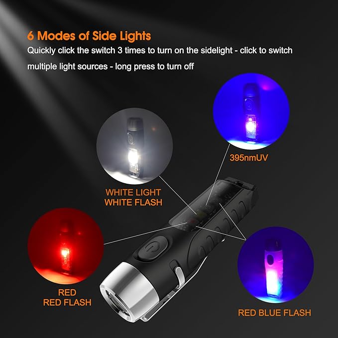 S12Plus Keychain Flashlight，610 High Lumen EDC Pocket Flashlight,USB C Rechargeable Mini LED Flashlight,Small Flashlight for Everyday use, Backpacking, Camping(Transparent Black)