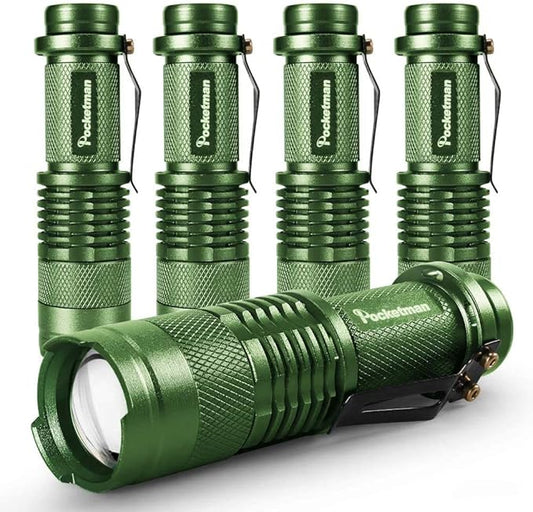 5 Pack LED Mini Flashlights 7W 300LM 3 Light Modes Adjustable Focus Zoomable LED Tactical Flashlight for Camping Hiking Emergency