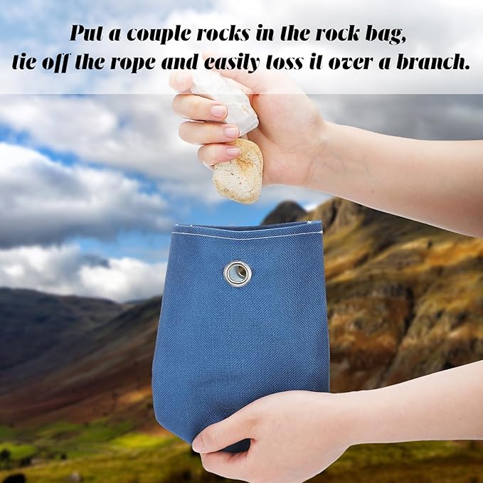 2 Sets Bear Food Bag Hanging System Ultralight Food Bag Hanging System Include 10 L Waterproof Bear Bag for Food Backing, Pulley System, Nylon Ropes and Clips for Camping Backpacking