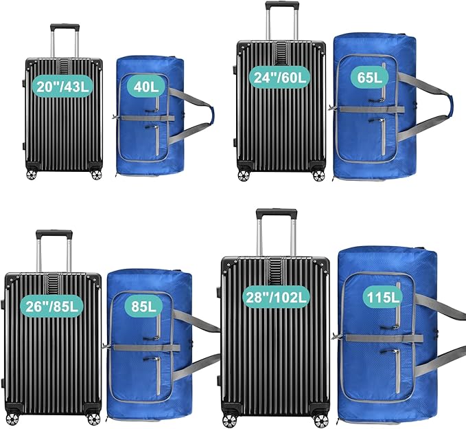 Dimayar Travel Duffle Bag for Men Women - Foldable Duffel Bag with Shoes Compartment - Overnight Bags Waterproof & Tear Resistant(85L,Navy Blue)