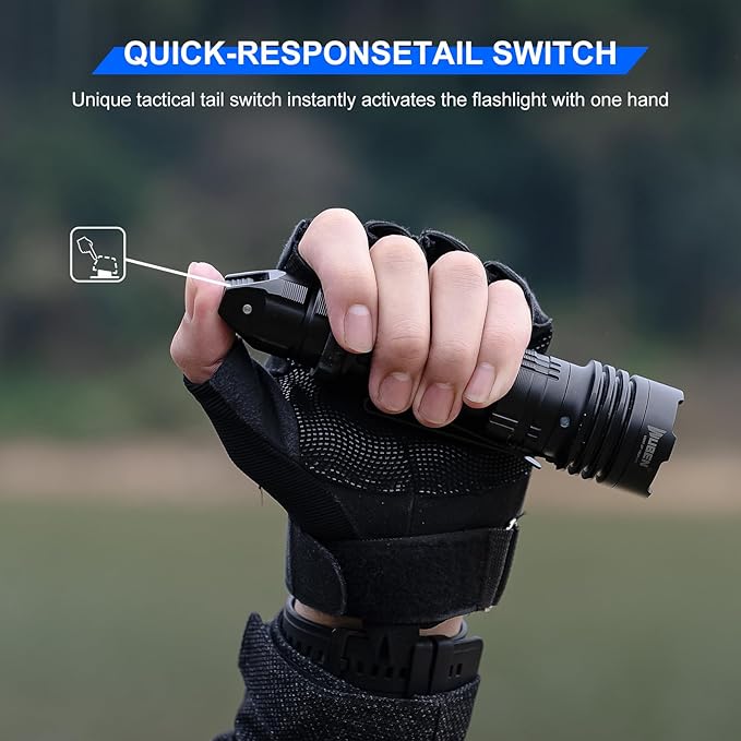 WUBEN T1 Tactical Flashlights 2000 High Lumens, Rechargeable Flashlight 498 Meters Long Beam Distance, Handheld Flash Light with Tactical Tail Button for Tactical Gear, Suvival, Emergencies, Outdoor