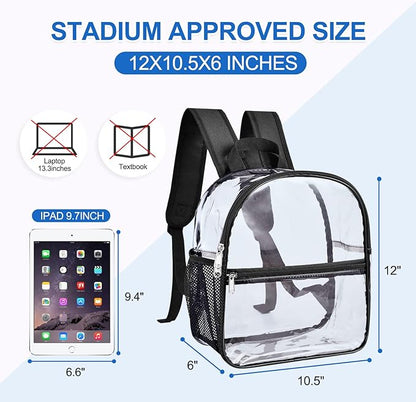 USPECLARE Clear Backpack for Stadium Approved 12×6×12, Water proof Clear Bag for Stadium Events and Concert Work Sport Event