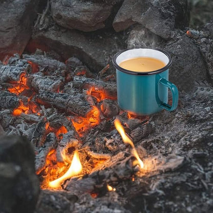 E-far Coffee Mug, 12 Ounce Enamel Coffee Tea Camping Cup Mugs, Red/Yellow/Blue/Green, Healthy & Bright Colors - Set of 4