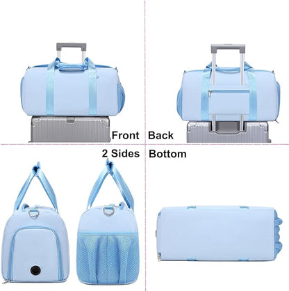 Duffel Bag for Girls Dance Ballet Sports Gym Bag Water Resistant Yoga Travel Bags with Shoes Compartment（Blue）