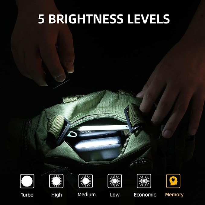 APLOS L01 1100 Lumens Rechargeable Mini EDC Flashlight, Magnetic Base & Clip, Bright Pocket Flashlight for Outdoor, Emergencies, Powered by Built-in Battery, Type-C Charging (Camouflage)