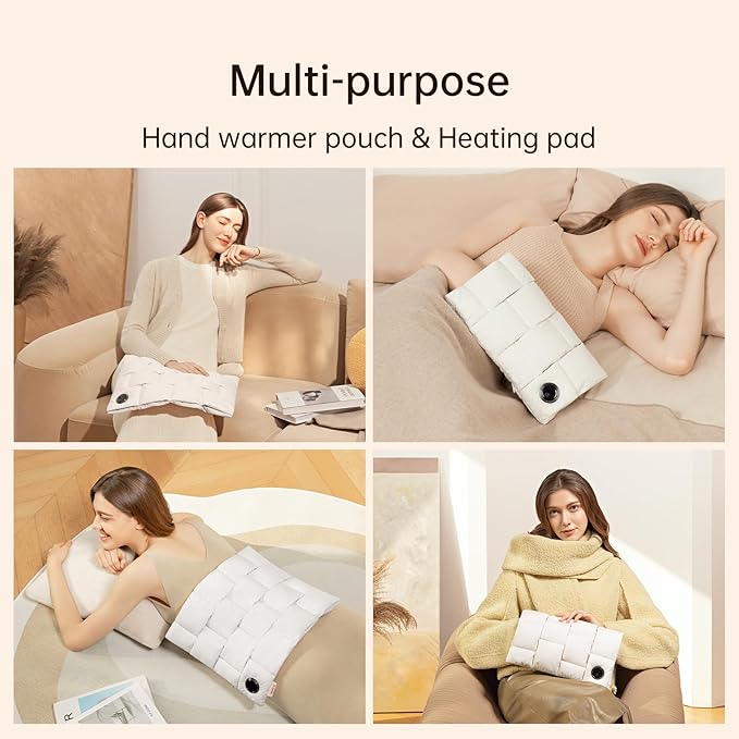 JISULIFE Hand Warmers Rechargeable, 6 Gears Heated Gloves with Power Bank, Multi-Functions Heating Pad & Hand Warmers, Heated Gloves Gifts for Women, Kids, Hunting, Camping