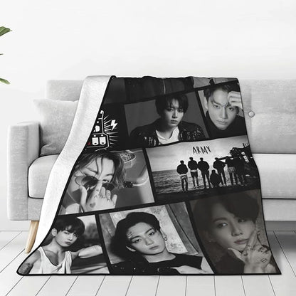 Jung Kook Blanket 60"X80" Soft and Comfortable Warm Fleece Throw Full Picture of Idol Group Blankets Yoga Blankets Beach Blanket Picnic Blankets Gift for Dorm Room Decor Sofa Bed Camping Travel