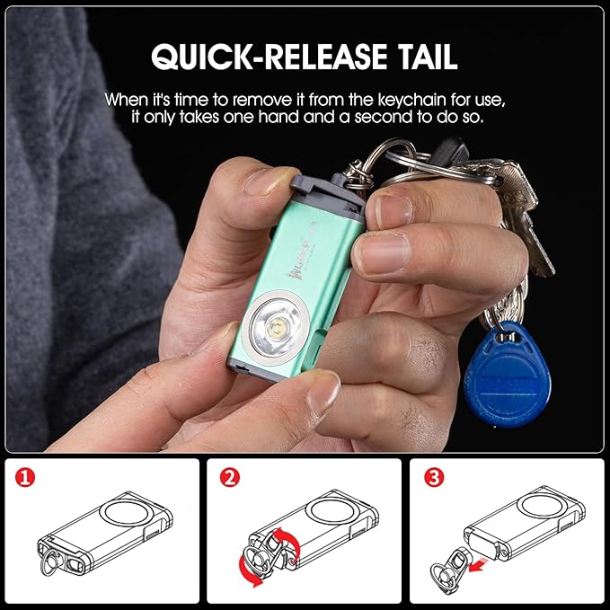 WUBEN G2 Mini Flashlight Keychain, 500 Lumens Rechargeable Pocket Flashlight, 5 Modes Small Led Flashlight, EDC Keychain Brightest Flashlight Magnetic Hat Clip for Travel,Walking,Hiking(GREEN)