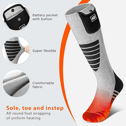 Heated Socks for Women Men Rechargeable Washable, Battery Electric Heated Socks Foot Warmers with APP Control for Skiing Hunting Riding Camping Fishing Hiking Outdoor Work