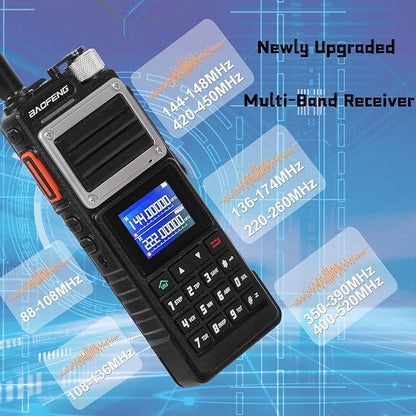 BAOFENG UV25M Tri-Band Ham Radio Handheld Long Range Walkie Talkies High Power 5200mAh Tactical Radio with Frequency Match,NOAA,USB-C,999CH,Tri Band Antenna for Camping Hiking