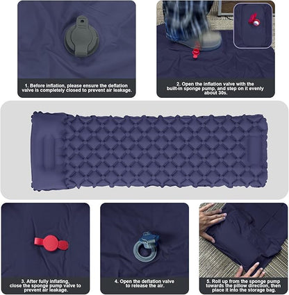 Self Inflating Sleeping Mat for Camping 75"x22" Sleeping Pad with Built-in Pump Lightweight Compact Waterproof Air Mattress for Traveling,Trekking, Hiking, Tent, Single/Adult Camping Gear