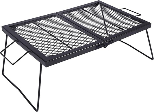 REDCAMP Folding Campfire Grill Heavy Duty Steel Grate, Portable Over Fire Camp Grill for Outdoor Open Flame Cooking Large