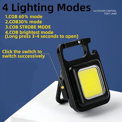 2 Pack COB Mini LED Flashlight Keychain Light Multifunctional Portable COB Camping Flashlights USB Charging Work Lights Fishing Lanterna（2 Pack）