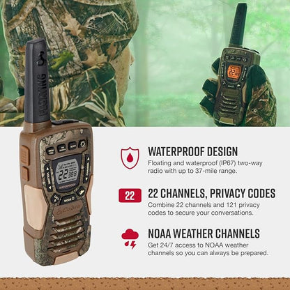 Cobra ACXT1035R FLT Waterproof Walkie Talkies - Rechargeable, Floats, 22 Channels, Long Range 37-Mile Two-Way Radio Set (2-Pack)