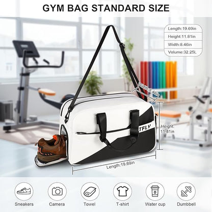 Gym Bag for Men and Women | Water-Resistant Duffel with Dry-Wet Separation & Shoe Compartment, 32L All-in-One Sports Bag for Travel | Swimming | Pickleball | Tennis