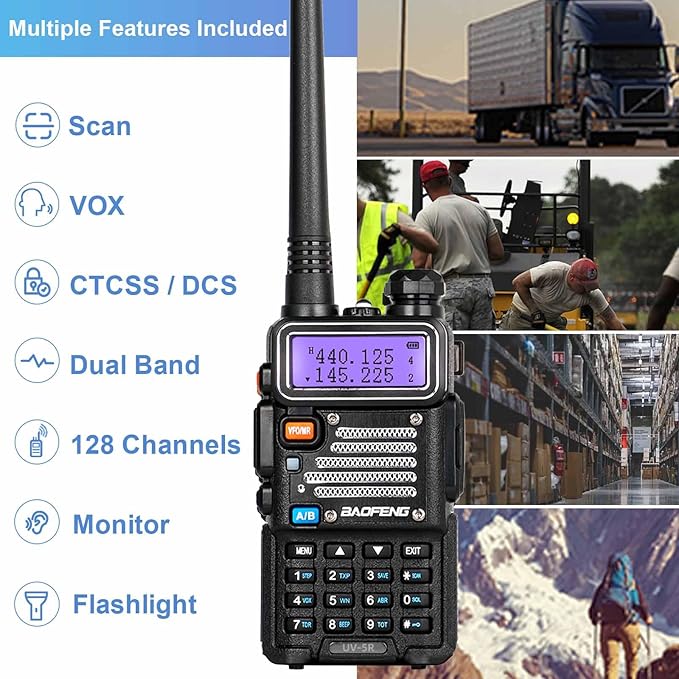 BaoFeng UV-5R 8 Watt High Power Ham Radio Handheld BaoFeng Radio with TD-771 Antenna and Baofeng Speaker mic Long Range Two Way Radio Dual Band Ham Radio BaoFeng Walkie Talkie with Earpiece (2 Pack)