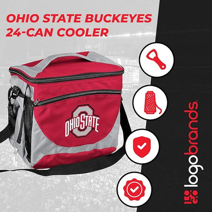 Logo Brands NCAA Unisex Adult 24-Can Cooler with Bottle Opener and Front Dry Storage Pocket, One Size, Multicolor