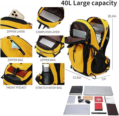 40L Waterproof Lightweight Hiking,Camping,Travel Backpack for Men Women