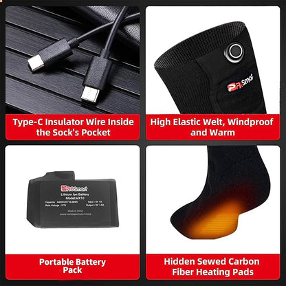 PROSmart Heated Socks Rechargeable Electric Sock - Battery Operated Thermal Warming Socks for Men & Women Suitable for Outdoor Hunting Cold Winter Skiing Camping