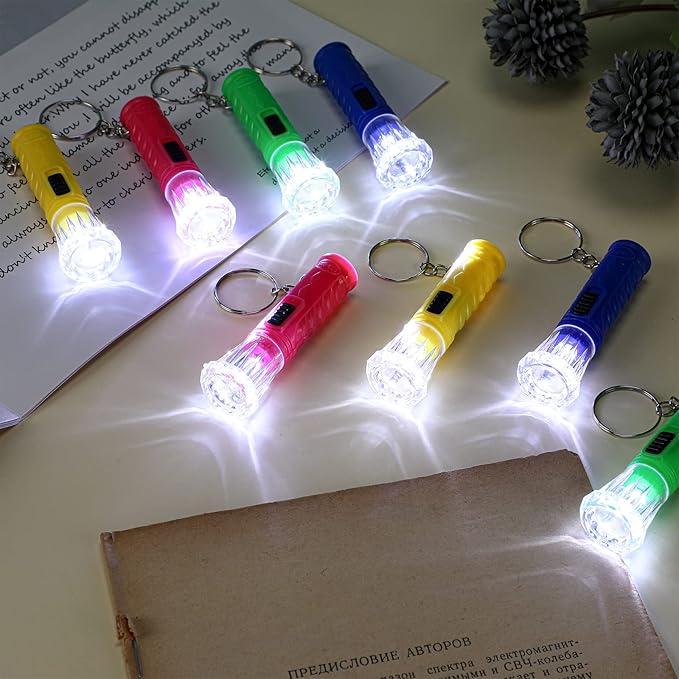 Jexine 150 Pcs Mini Flashlight Keychain, Assorted Colors Portable LED Flashlight, Colored Handheld Plastic Keychain Flashlights, LED Key Chains for Halloween Hiking Camping Cycling Party Favors