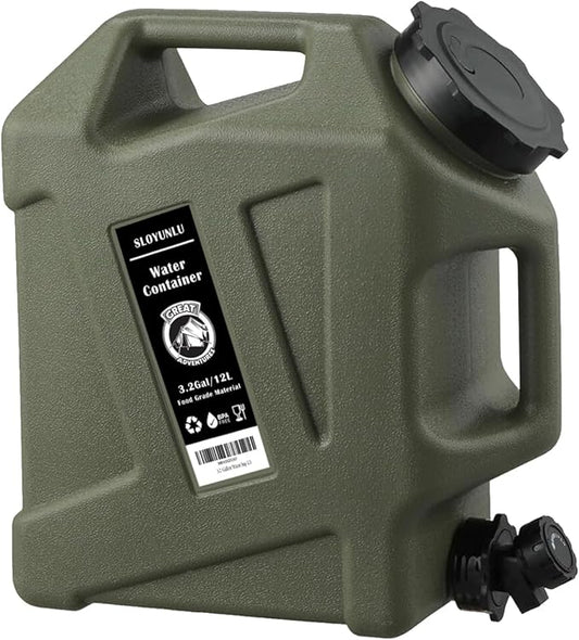3.2 Gallon Water Storage Containers BPA Free for Camping, Large Capacity Water Tank with Spigot, Portable Emergency Water Storage for Outdoor Camping & Survival Kit