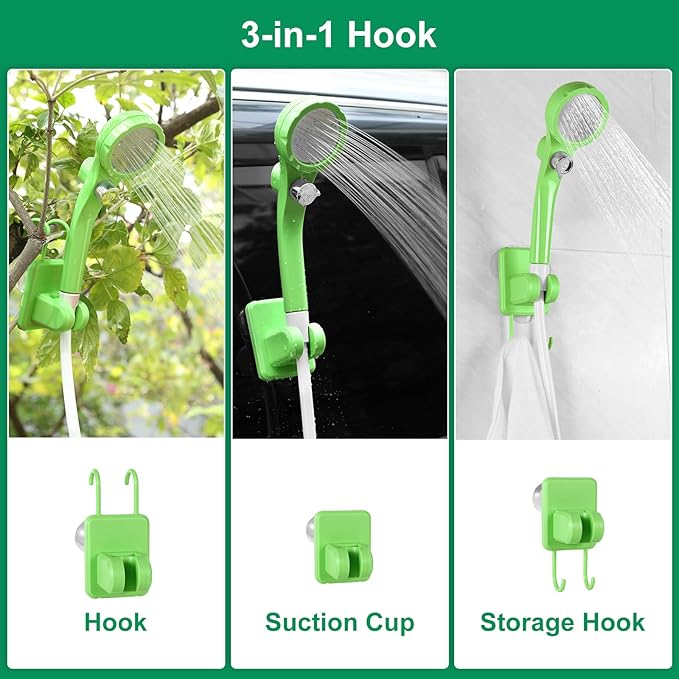 WADEO Portable Shower for Camping, Outdoor Electric Shower Rechargeable Pump with Intelligent Digital Display, Camping Shower Head Nozzle for Camping, Hiking, Traveling, Washing