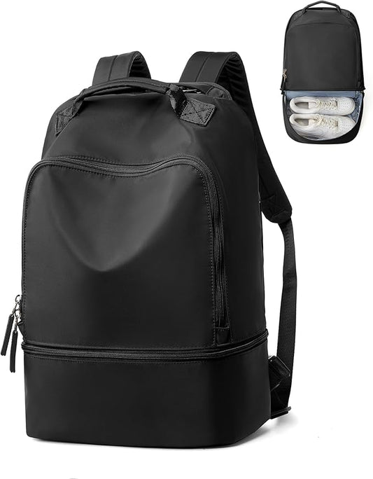 Gym Backpack for Women, Gym Bag with Shoe Compartment, Waterproof Lightweight Sports Yoga Travel Backpack with Wet Pocket, Black
