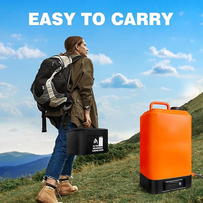 B. TAWD 4.5 Gallon Silicone Water Tank, Portable Camping Shower, USB Battery Charging, Solar Heating, with Shower Head, Electric Portable Outdoor Shower, Built-in Thermometer, Beach, Camping, Hiking
